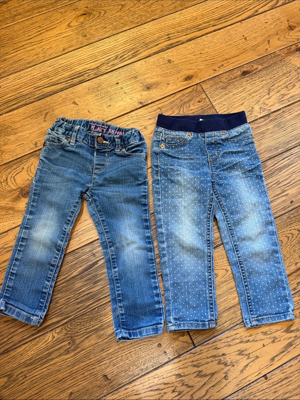 The Children's Place Girls' Blue Denim Jeans Duo with Polka Dot Pair